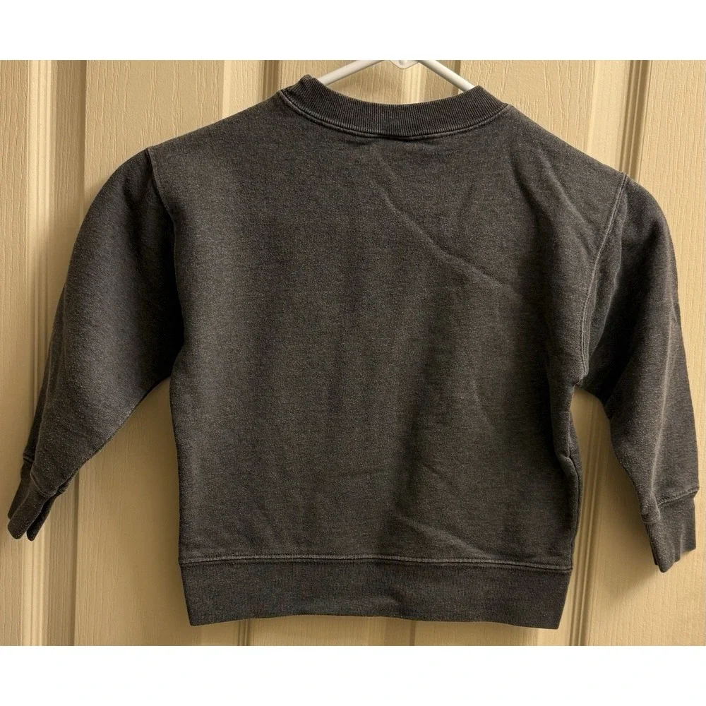 Vintage 90s USA Old Navy Trademark Script Logo Crewneck Sweatshirt Gray Kids 4/5